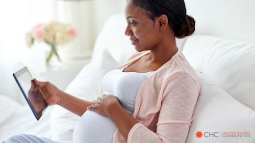 Pregnant woman in bed